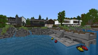 Screenshot of the Minecraft Bedrock Marketplace product Millionaire Lake Mansions created by Pixelusion.