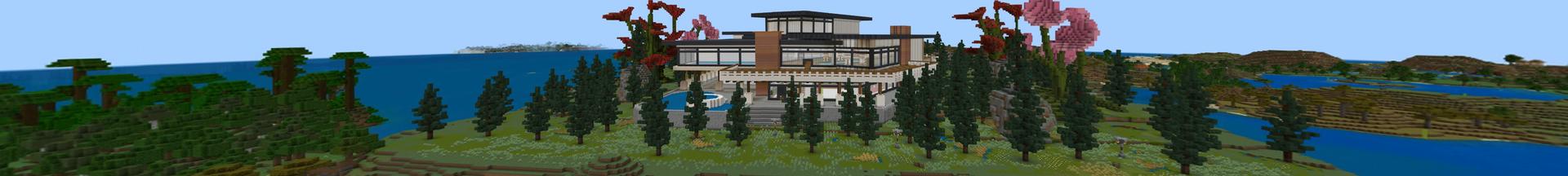 Panorama of the Minecraft Bedrock Marketplace product Millionaire Mansion created by Pixelusion.