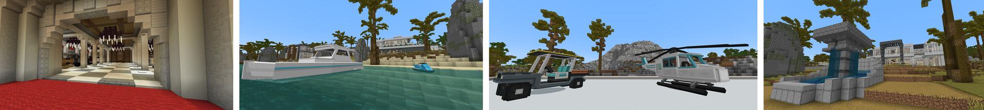 Panorama of the Minecraft Bedrock Marketplace product Modern Island Mansion created by Pixelusion.
