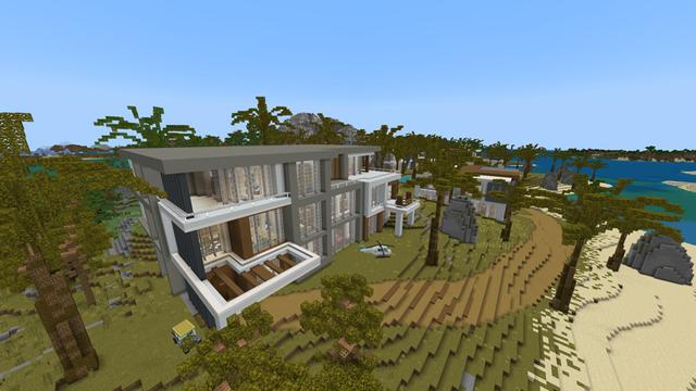 Screenshot of the Minecraft Bedrock Marketplace product Modern Island Mansion created by Pixelusion.