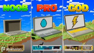 Thumbnail of the Minecraft Bedrock Marketplace product NOOB VS PRO VS GOD COMPUTER created by Pixelusion.