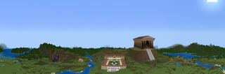 Panorama of the Minecraft Bedrock Marketplace product Noob VS Pro VS God Roman House created by Pixelusion.