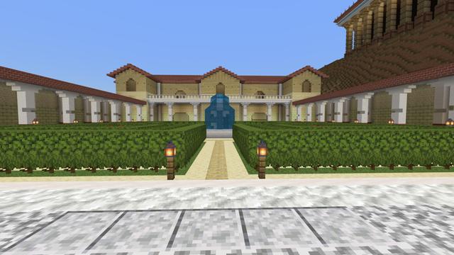 Screenshot of the Minecraft Bedrock Marketplace product Noob VS Pro VS God Roman House created by Pixelusion.