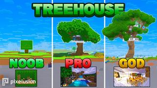 Thumbnail of the Minecraft Bedrock Marketplace product NOOB VS PRO VS GOD TREEHOUSE created by Pixelusion.