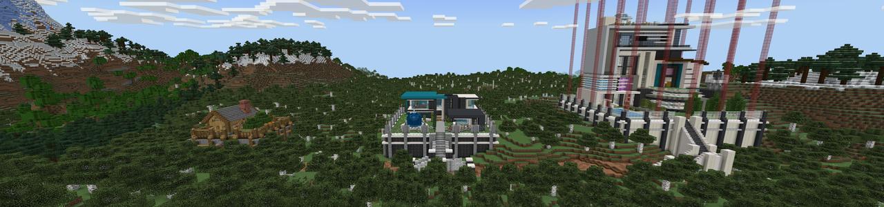 Panorama of the Minecraft Bedrock Marketplace product NoobVsProVsHacker: Futuristic created by Pixelusion.