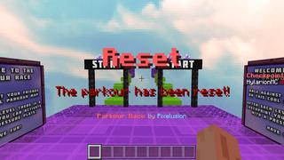 Screenshot of the Minecraft Bedrock Marketplace product Parkour Race created by Pixelusion.