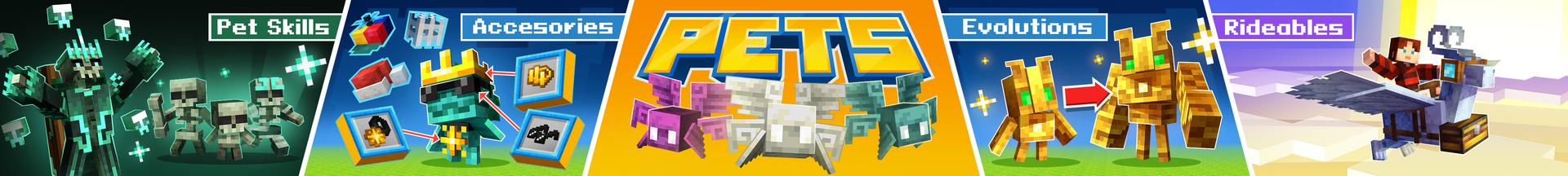 Panorama of the Minecraft Bedrock Marketplace product PETS Add-On created by Pixelusion.