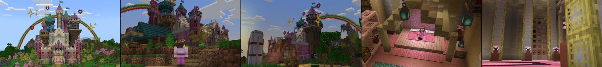 Panorama of the Minecraft Bedrock Marketplace product Pink Castle created by Pixelusion.