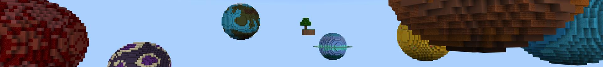 Panorama of the Minecraft Bedrock Marketplace product Planets Skyblock created by Pixelusion.