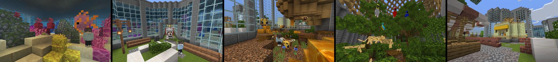 Panorama of the Minecraft Bedrock Marketplace product Random Sized Mob Zoo created by Pixelusion.