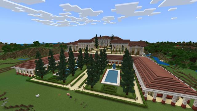 Screenshot of the Minecraft Bedrock Marketplace product Roman House VS Modern House created by Pixelusion.
