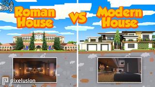 Thumbnail of the Minecraft Bedrock Marketplace product Roman House VS Modern House created by Pixelusion.