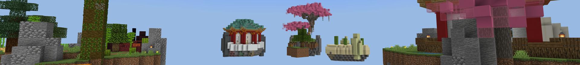 Panorama of the Minecraft Bedrock Marketplace product Sakura Skyblock created by Pixelusion.