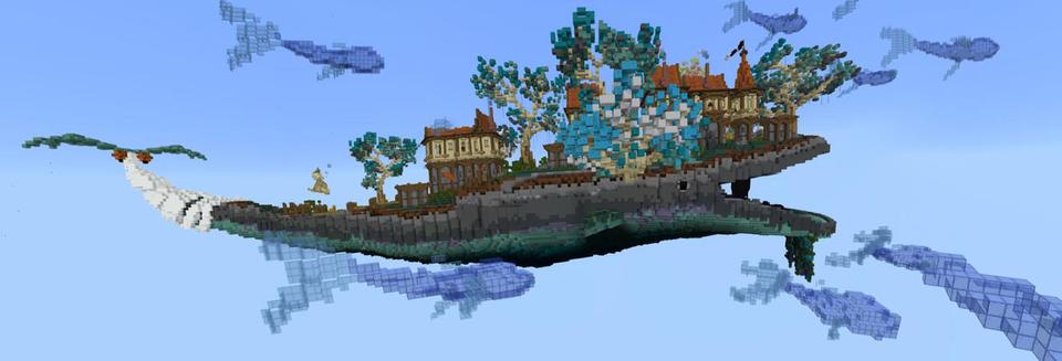 Panorama of the Minecraft Bedrock Marketplace product Sky Whale created by Pixelusion.