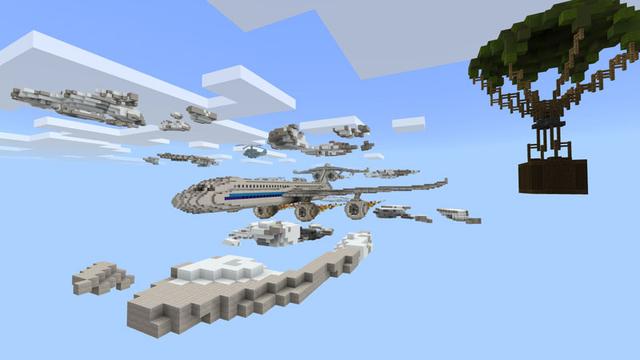 Screenshot of the Minecraft Bedrock Marketplace product Skyplane created by Pixelusion.