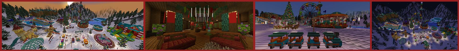 Panorama of the Minecraft Bedrock Marketplace product Snow Resort created by Pixelusion.
