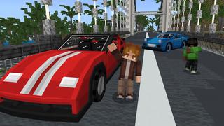 Screenshot of the Minecraft Bedrock Marketplace product Super Cars created by Pixelusion.