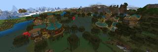 Panorama of the Minecraft Bedrock Marketplace product Swamp Town created by Pixelusion.