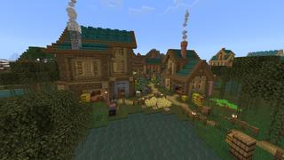 Screenshot of the Minecraft Bedrock Marketplace product Swamp Town created by Pixelusion.