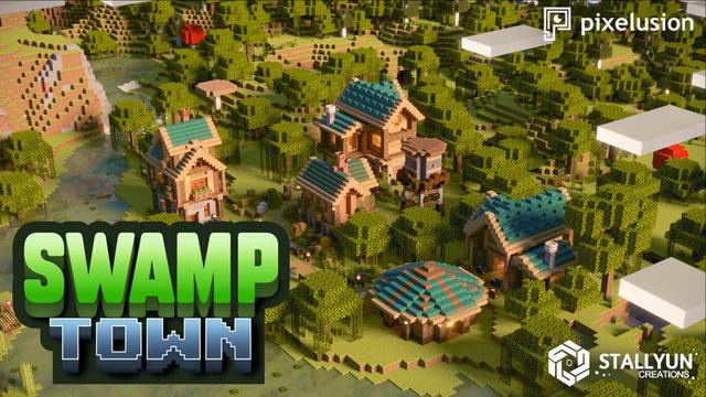 Thumbnail of the Minecraft Bedrock Marketplace product Swamp Town created by Pixelusion.