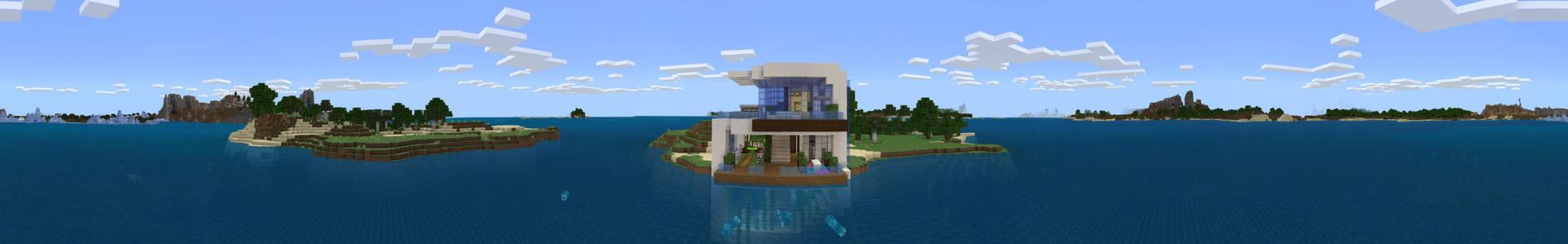 Panorama of the Minecraft Bedrock Marketplace product Underwater Cliffside House created by Pixelusion.