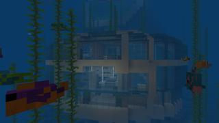 Screenshot of the Minecraft Bedrock Marketplace product Underwater Cliffside House created by Pixelusion.