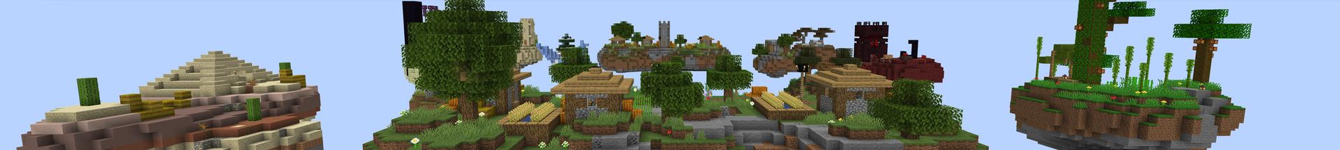 Panorama of the Minecraft Bedrock Marketplace product Village Skyblock created by Pixelusion.