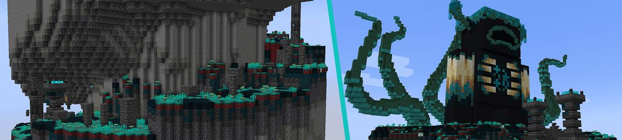 Panorama of the Minecraft Bedrock Marketplace product Warden Spiral Parkour created by Pixelusion.