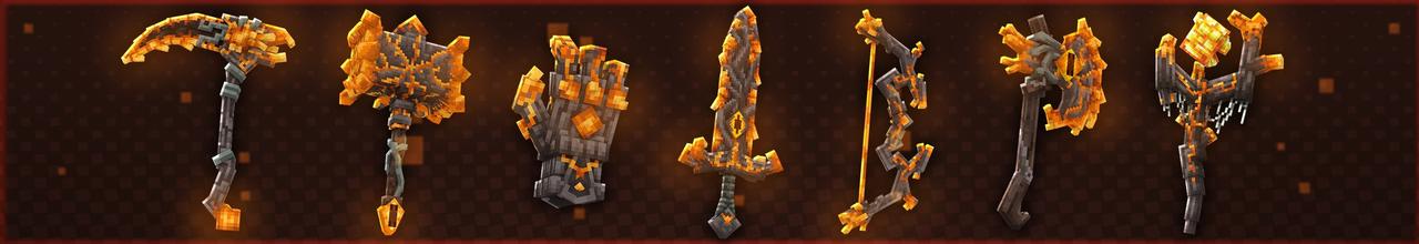 Panorama of the Minecraft Bedrock Marketplace product Creaking Weapons created by Plank.
