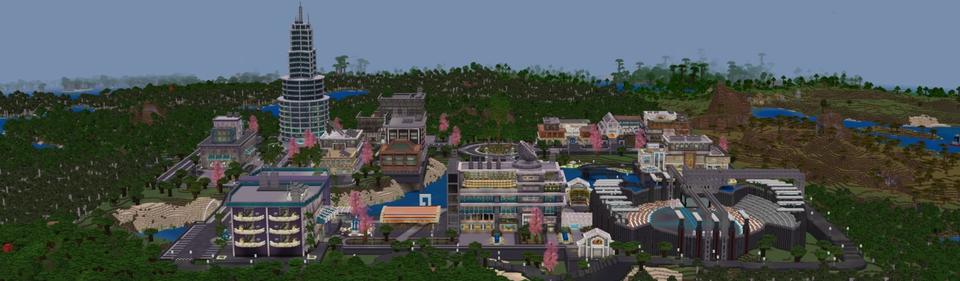 Panorama of the Minecraft Bedrock Marketplace product Galactic Highschool created by Plank.