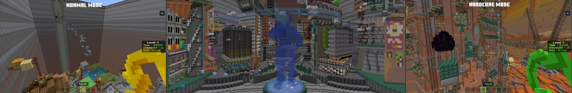 Panorama of the Minecraft Bedrock Marketplace product Parkour Ages created by Plank.