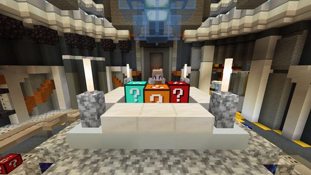 Screenshot of the Minecraft Bedrock Marketplace product Impostor Lucky Blocks created by Podcrash.