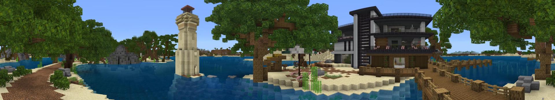 Panorama of the Minecraft Bedrock Marketplace product Modern Mansion Roleplay created by Podcrash.