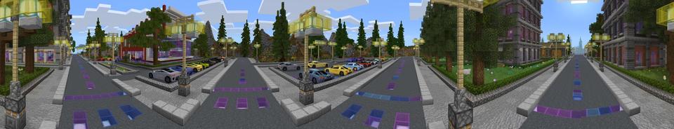 Panorama of the Minecraft Bedrock Marketplace product Supercar City created by Podcrash.