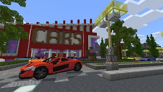 Screenshot of the Minecraft Bedrock Marketplace product Supercar City created by Podcrash.