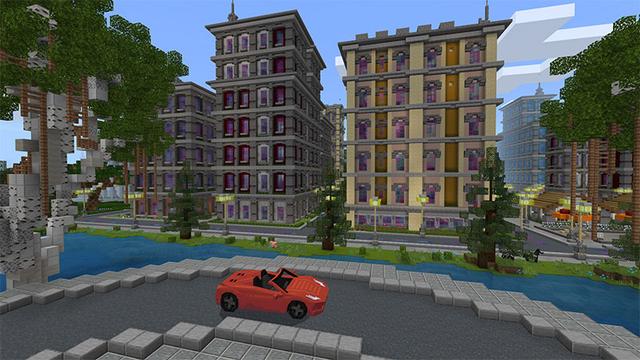 Screenshot of the Minecraft Bedrock Marketplace product Supercar City created by Podcrash.