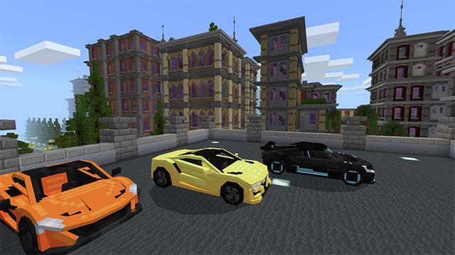 Screenshot of the Minecraft Bedrock Marketplace product Supercar City created by Podcrash.