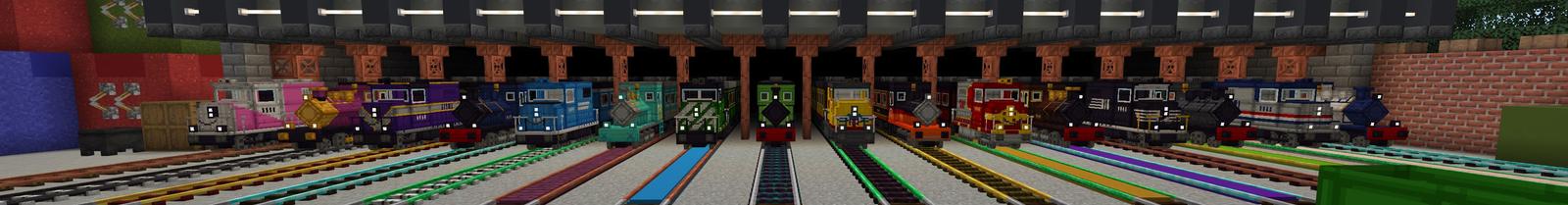 Panorama of the Minecraft Bedrock Marketplace product TRAINS created by Podcrash.