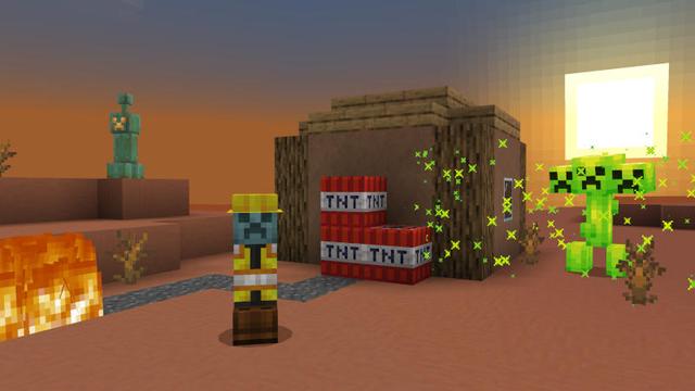 Screenshot of the Minecraft Bedrock Marketplace product Crafty Creepers Add-On created by Polymaps.
