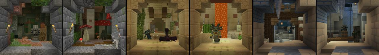 Panorama of the Minecraft Bedrock Marketplace product Dungeon Delvers created by Polymaps.