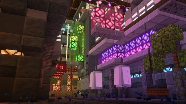 Screenshot of the Minecraft Bedrock Marketplace product Glow Up: RGB Lights Add-On created by Polymaps.