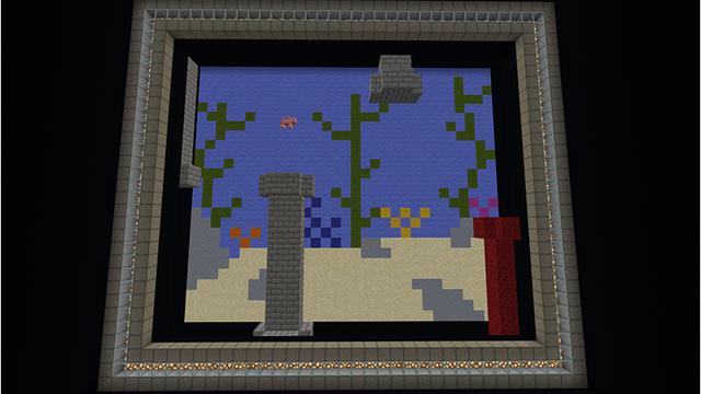 Screenshot of the Minecraft Bedrock Marketplace product Flappy Pig created by Project Moonboot.
