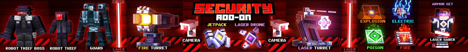 Panorama of the Minecraft Bedrock Marketplace product Security Add-On created by Radium Studio.