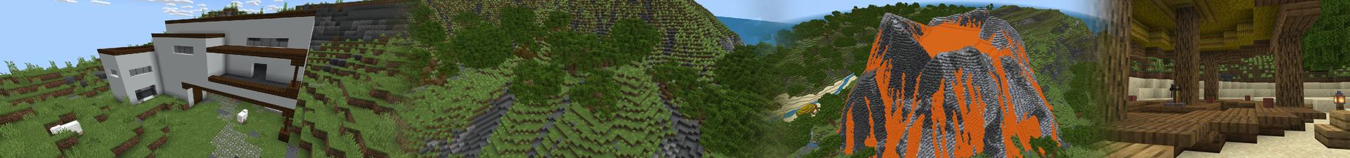 Panorama of the Minecraft Bedrock Marketplace product Beach Island created by Rainbow Theory.