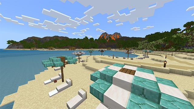 Screenshot of the Minecraft Bedrock Marketplace product Beach Island created by Rainbow Theory.