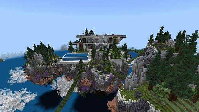 Screenshot of the Minecraft Bedrock Marketplace product Flying Mansion created by Rainbow Theory.