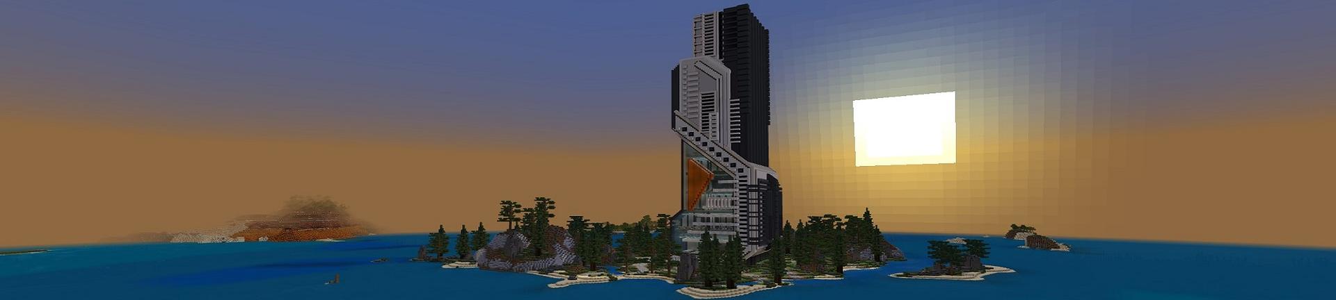 Panorama of the Minecraft Bedrock Marketplace product Hacker Tower created by Rainbow Theory.