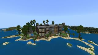 Screenshot of the Minecraft Bedrock Marketplace product Island Hacker Mansion created by Rainbow Theory.