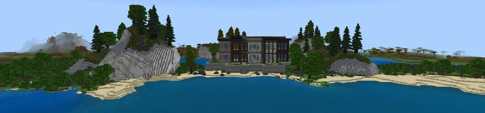 Panorama of the Minecraft Bedrock Marketplace product Lazy Mansion created by Rainbow Theory.