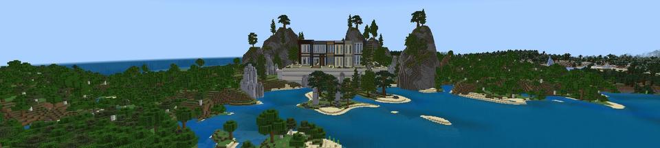 Panorama of the Minecraft Bedrock Marketplace product Modern Mansion created by Rainbow Theory.